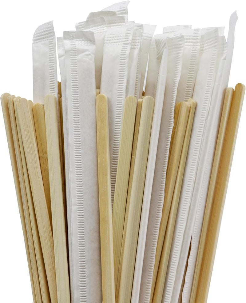 Boesma 100Pcs Bamboo Coffee Stirrers Individually Wrapped – Coffee Stir Sticks 5.5 Inch, Stir Sticks For Coffee Bar, Disposable Stir Sticks for Coffee and Cocktail - Image 1